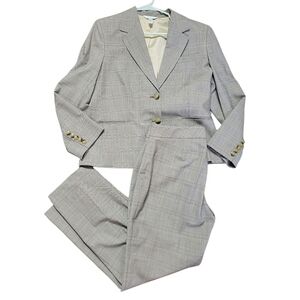 Austin Reed Wool Blend Pantsuit Blazer Jacket & Pants Two Piece Set Taupe 12
